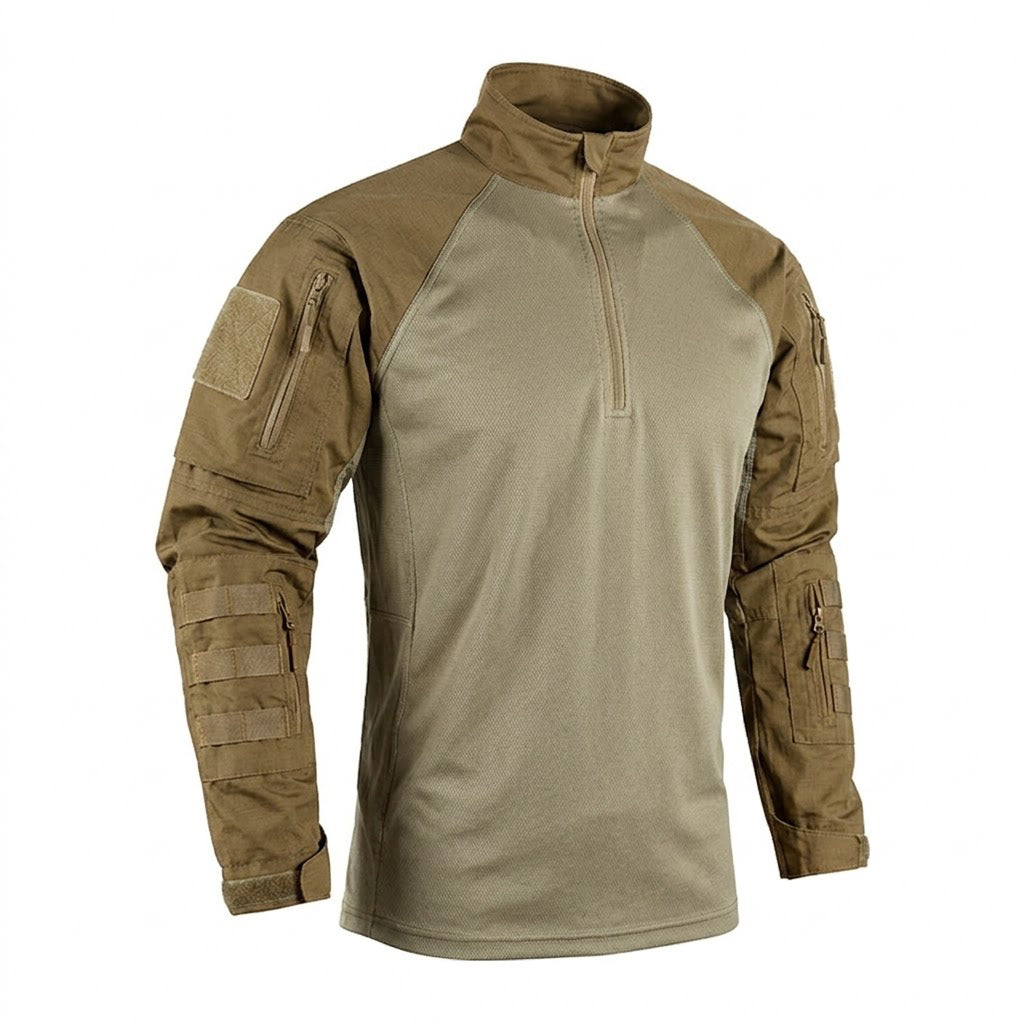 Camisola Tática de Combate Outdoor com Bolsos nas Mangas