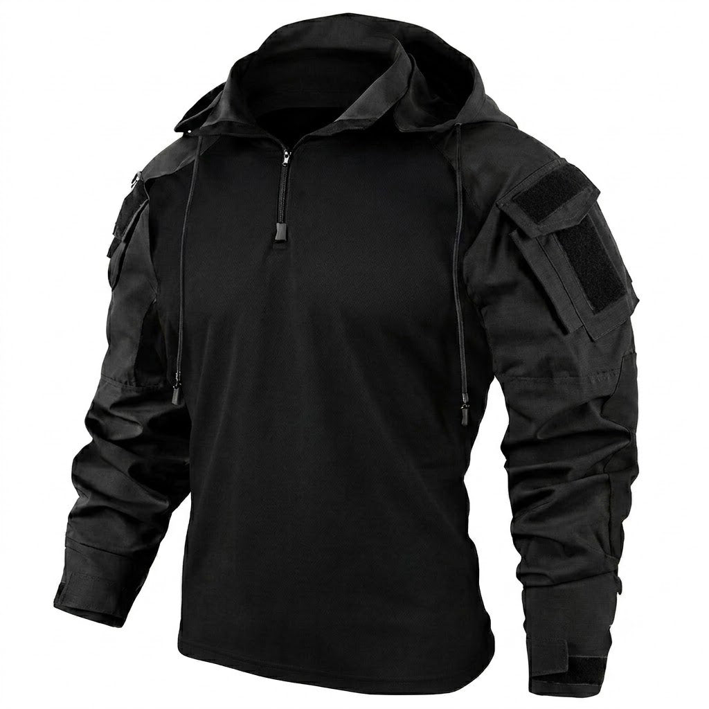 Camisola Tática de Secagem Rápida com Capuz para Homem